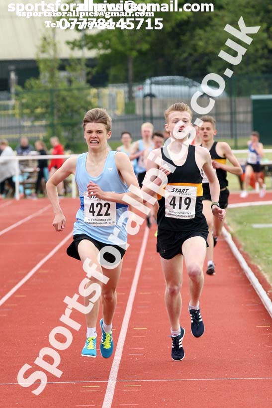 Mens under-17 1500 metres, North Eastern Track and Fields Champs., Middlesbrough. Photo: David T. Hewitson/Sports for All Pics